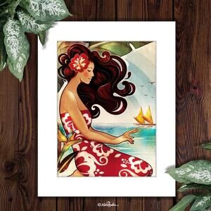 Farewell to Thee Hula Girl Art Print – Hawaii Wall Art, Tiki Decor. New!